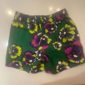 J Crew Green Floral Print Women’s Shorts cotton size 0